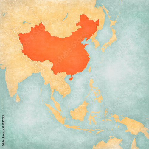 Fotografie, Obraz Map of East Asia - China
