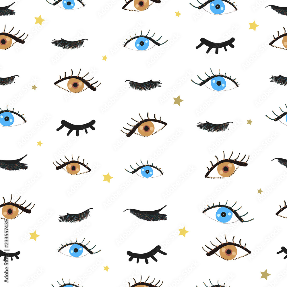 Beauty blue and brown eyes. Opened and closed eyes. Eyelashes pattern Beauty blue and brown eyes. Opened and closed eyes. Eyelashes pattern