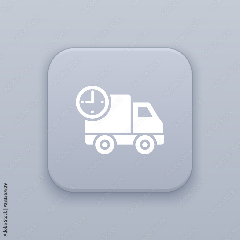 Urgent delivery, gray vector button with white icon Urgent delivery, gray vector button with white icon