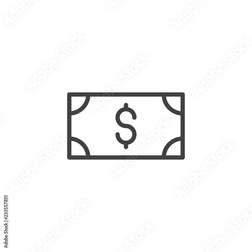 Dollar money outline icon. linear style sign for mobile concept and web design. Money bill simple line vector icon. Symbol, logo illustration. Pixel perfect vector graphics