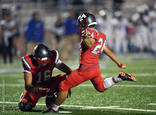 High School Football player in action during a game in South Texas