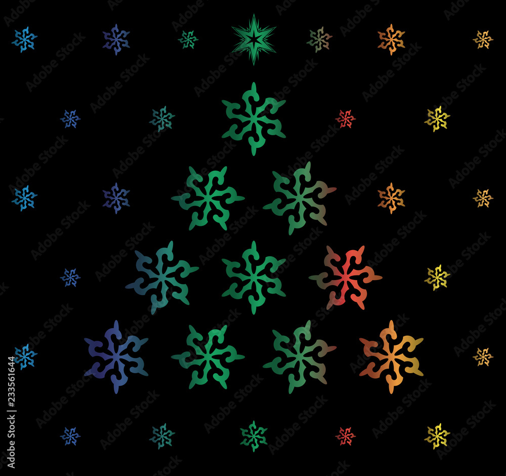 Christmas card with colorful snowflakes. Christmas card with colorful snowflakes.
