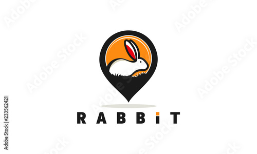 Pin Rabbit Location Cute Logo Template