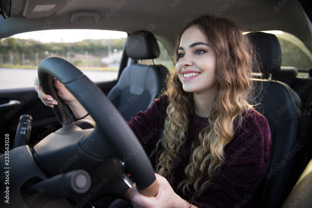 young girl driving