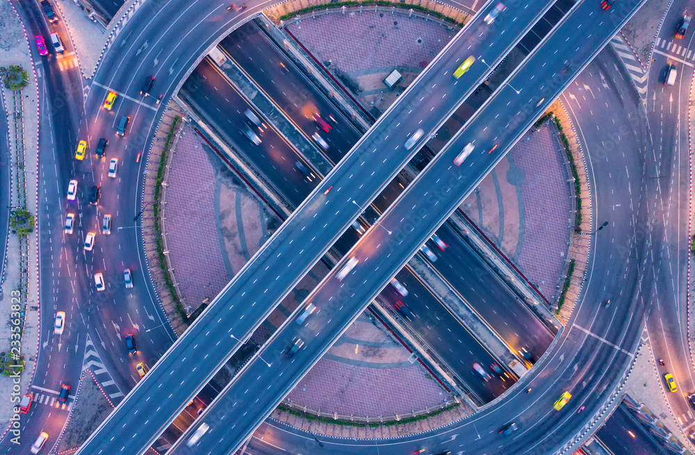 Aerial view and top view of traffic on city streets in bangkok , thailand. Expressway with car lots. Aerial view and top view of traffic on city streets in bangkok , thailand. Expressway with car lots.