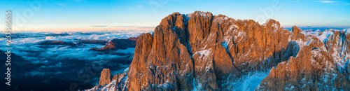 Beautiful Dolomites peaks panoramic view