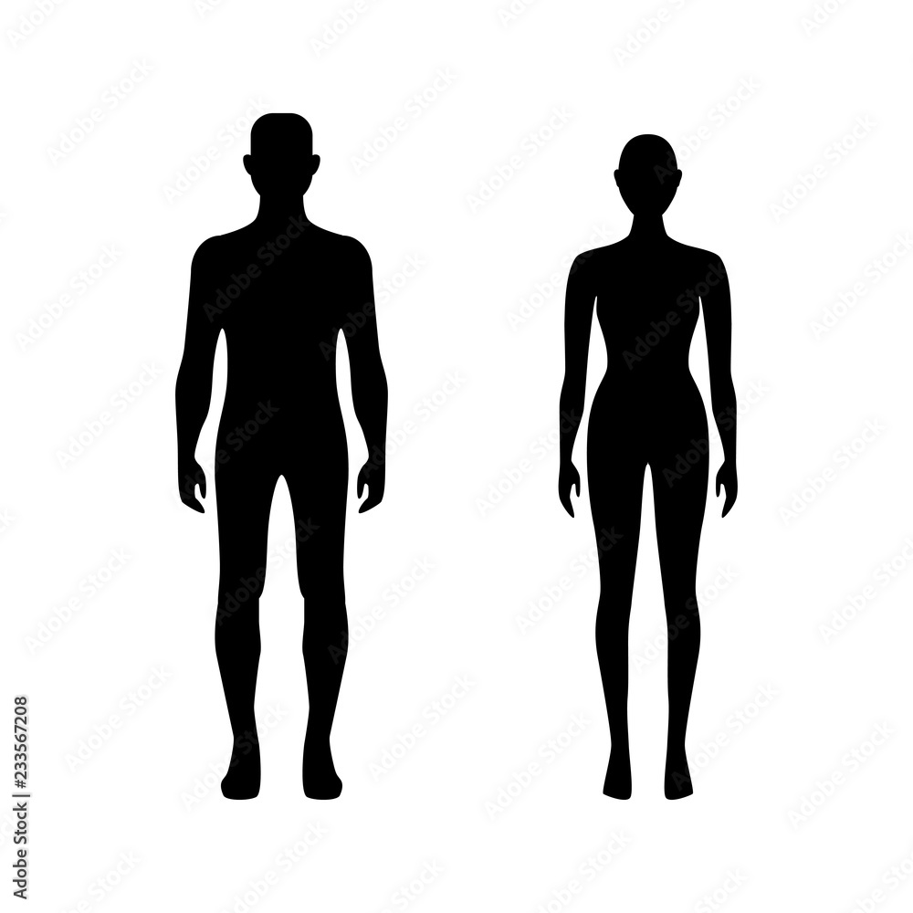 Silhouette of man and woman. Body icons. Silhouette of man and woman. Body icons.