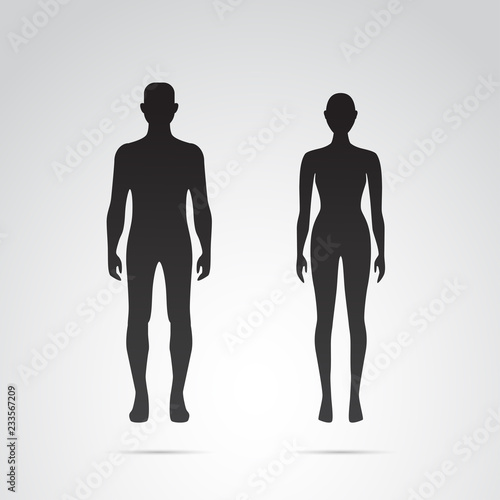 Silhouette of man and woman. Body icons.