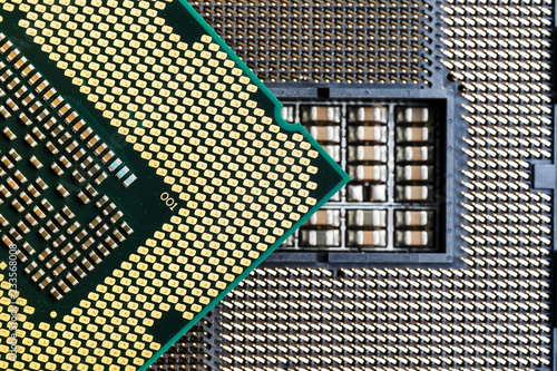 Plakat Close-up of CPU Chip Processor. Selective Focus