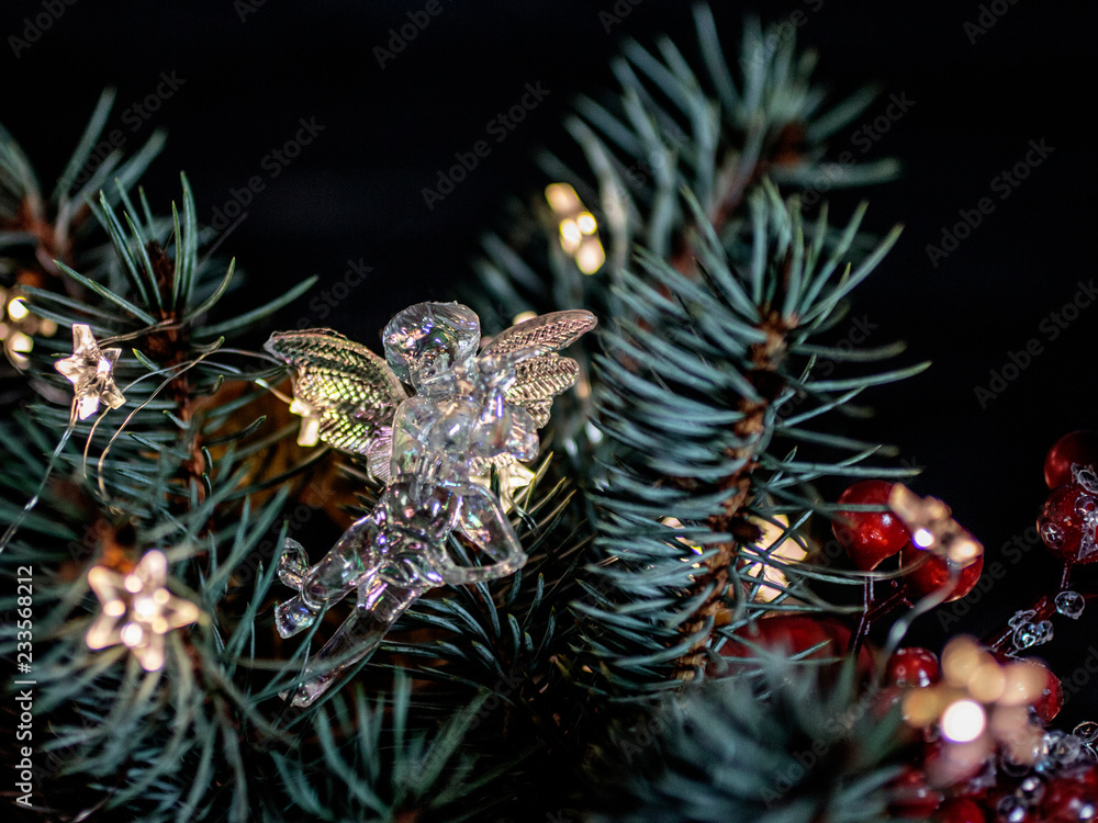 Angel of glass on a Christmas tree