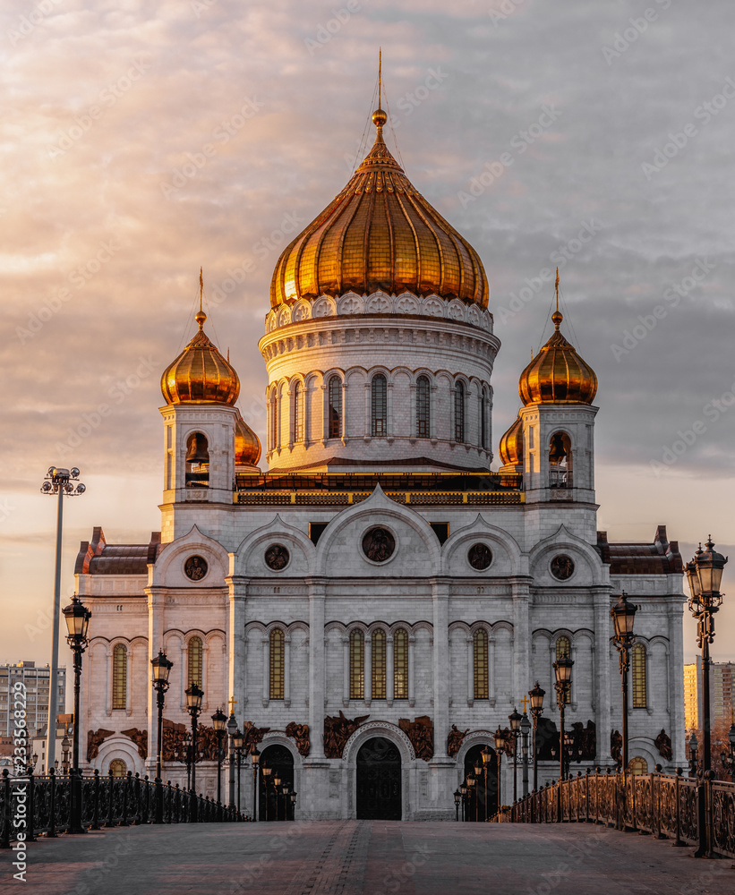 Sunset view of Famous christian landmark in Russia Cathedral of Christ the Saviour.tif