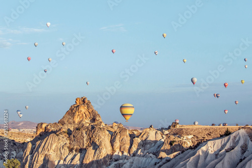 air balloons in sky in Cappadocia