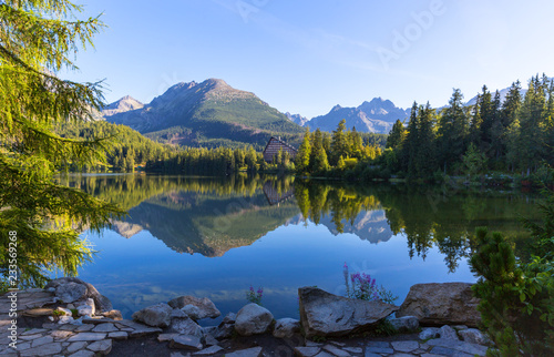 morning scene on lake in Tatras