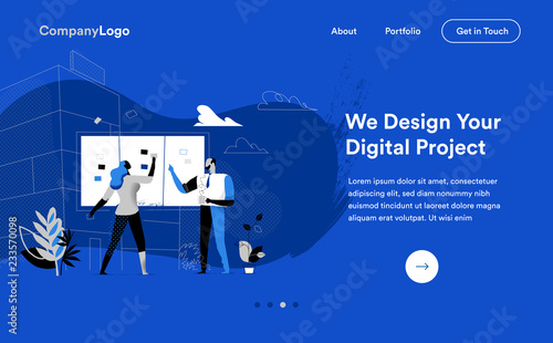 Digital startup homepage illustration template