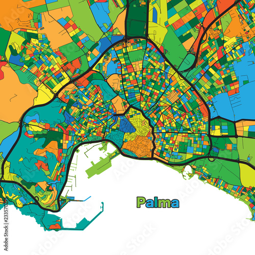 Colorful street map of Palma