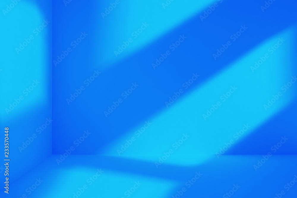 Blue room with windows shadow
