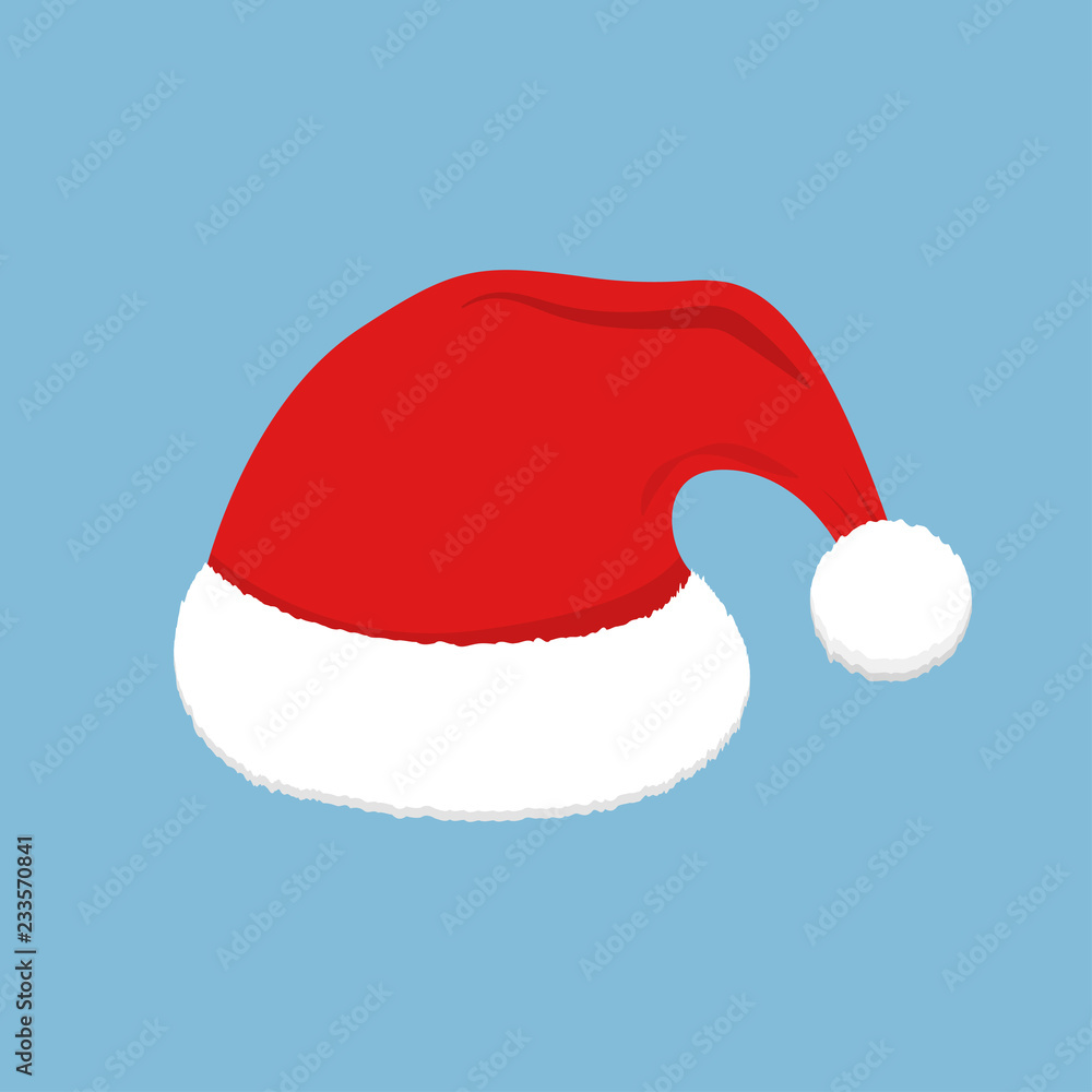 Santa red hat. Christmas decoration. Flat style Santa cap. Holiday vector icon. Santa red hat. Christmas decoration. Flat style Santa cap. Holiday vector icon.