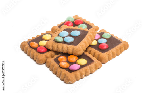 cookies with chocolate colored drops isolated