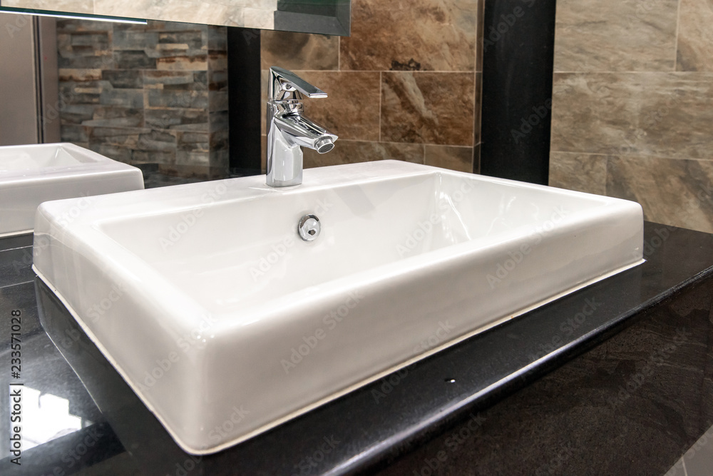 Fototapeta premium Beautiful Bathroom interior with sink and faucet