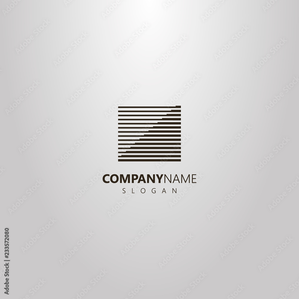 black and white simple vector geometric logo of square of lines of different thickness forming a ladder black and white simple vector geometric logo of square of lines of different thickness forming a ladder
