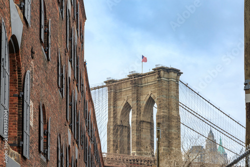 Brooklyn bridge from historical society dumbo in Brooklyn, New York, USA photo