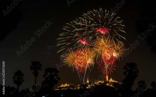 Firework in Pranakornkiri Annual Festival at Phetchaburi, Thailand