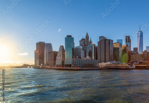 Jersey City from Hudson river in New Jersey  USA