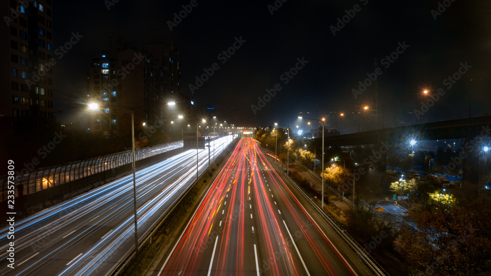 Traffic trail in city at night Traffic trail in city at night