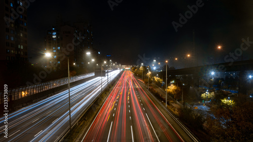 Traffic trail in city at night