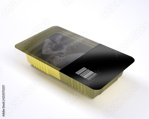 food packaging with naked woman inside
