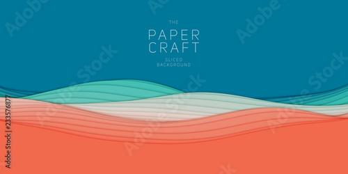 Vector 3D abstract background with paper cut shape. Colorful carving art. Paper craft Antelope canyon landscape with gradient colors. Minimalistic design for business presentations, flyers.