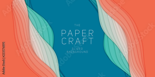 Vector 3D abstract background with paper cut shape. Colorful carving art. Paper craft Antelope canyon landscape with gradient colors. Minimalistic design for business presentations, flyers.