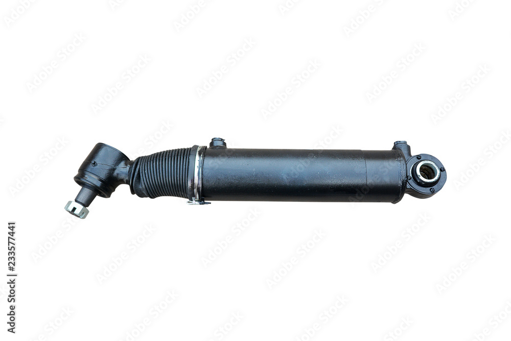 hydraulic power steering cylinder on isolated white background