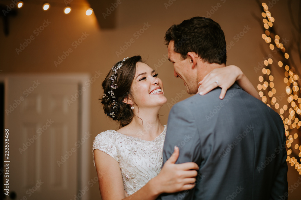 Happy couple first dance on wedding day Happy couple first dance on wedding day