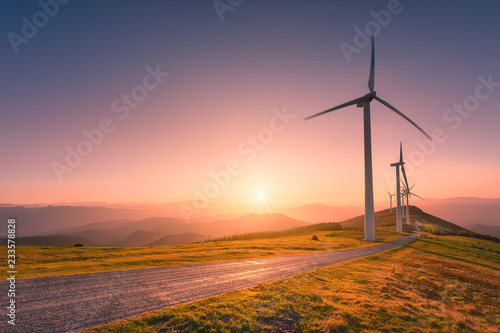 renewable energy with wind turbines photo