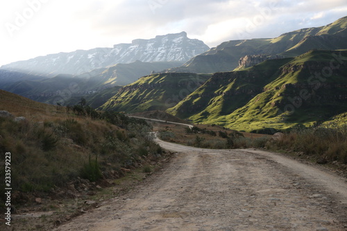 Sunset at the bottom of Sani Pass, Southern Drakensberg