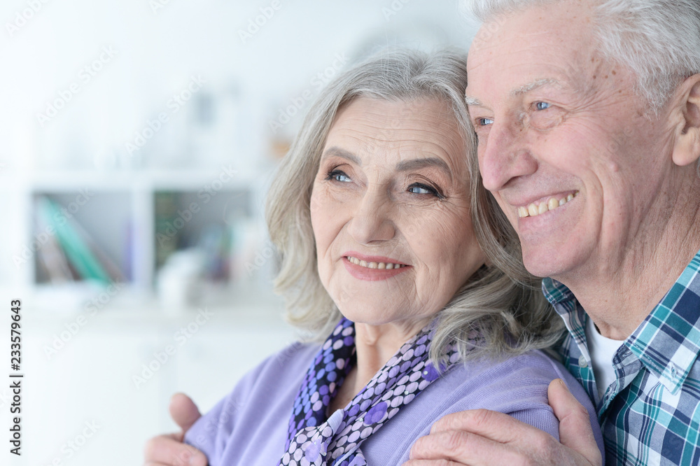 Portrait of happy senior couple posing at home Portrait of happy senior couple posing at home