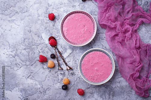 Smoothie bowl with raspberry