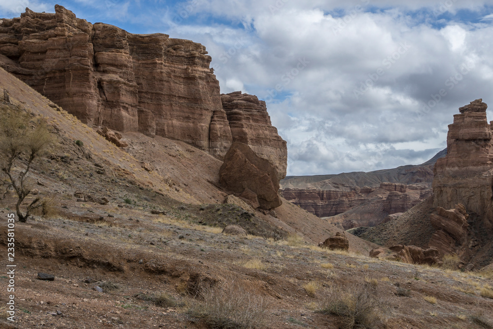 View over Sharyn or Charyn Canyon, Kazakhstan, second biggest canyon in the world