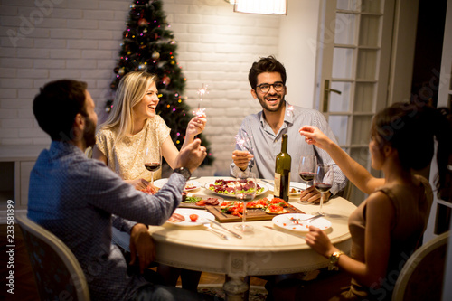 Friends celebrating Christm...