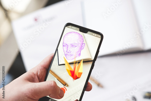 Quadro su tela Augmented reality technology / Augmented reality smartphone