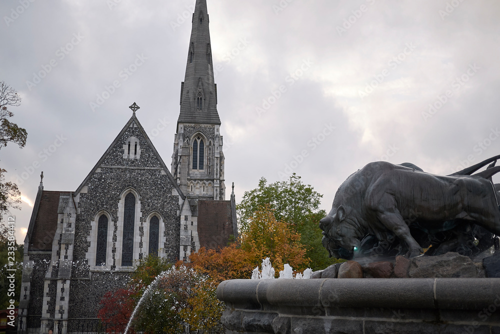 Fototapeta premium Copenhagen, Denmark - October 09, 2018 : View of St Alban church in Copenhagen