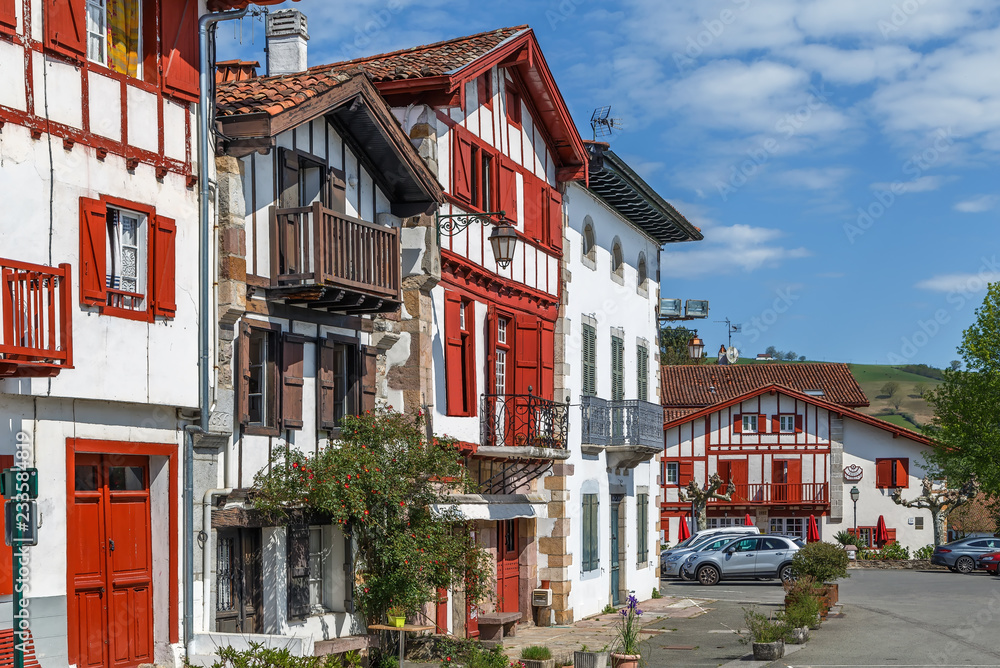 Street in Ainhoa, Pyrenees-Atlantiques, France