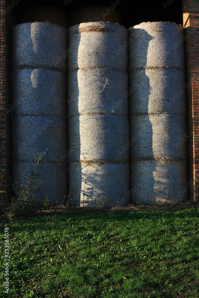 Bales of straw in the barn Bales of straw in the barn