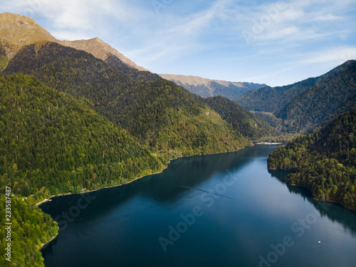 Aerial view of beautiful lake Ritsa