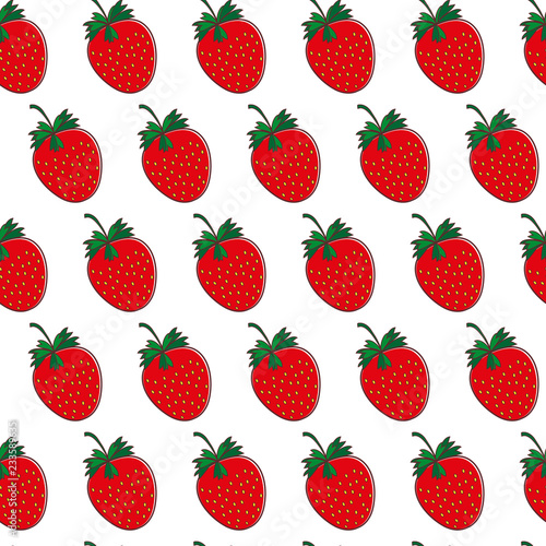 Vector seamless pattern with strawberry. Colorful backdrop. Food background. Can be used for restaurant or cafe menu, design banners, wrapping paper. EPS10. Cute berry design, wallpaper, print for clo
