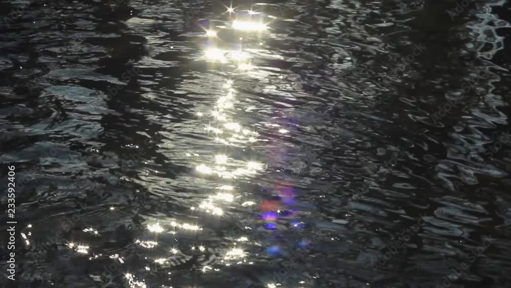 Sun glare shines on the surface of brook Sun glare shines on the surface of brook