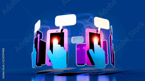 3D Illustration of an Array of Mobile Phones 03