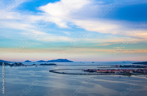 Aerial View to Taboga Island and Casco Viejo In Panama City Panama photo