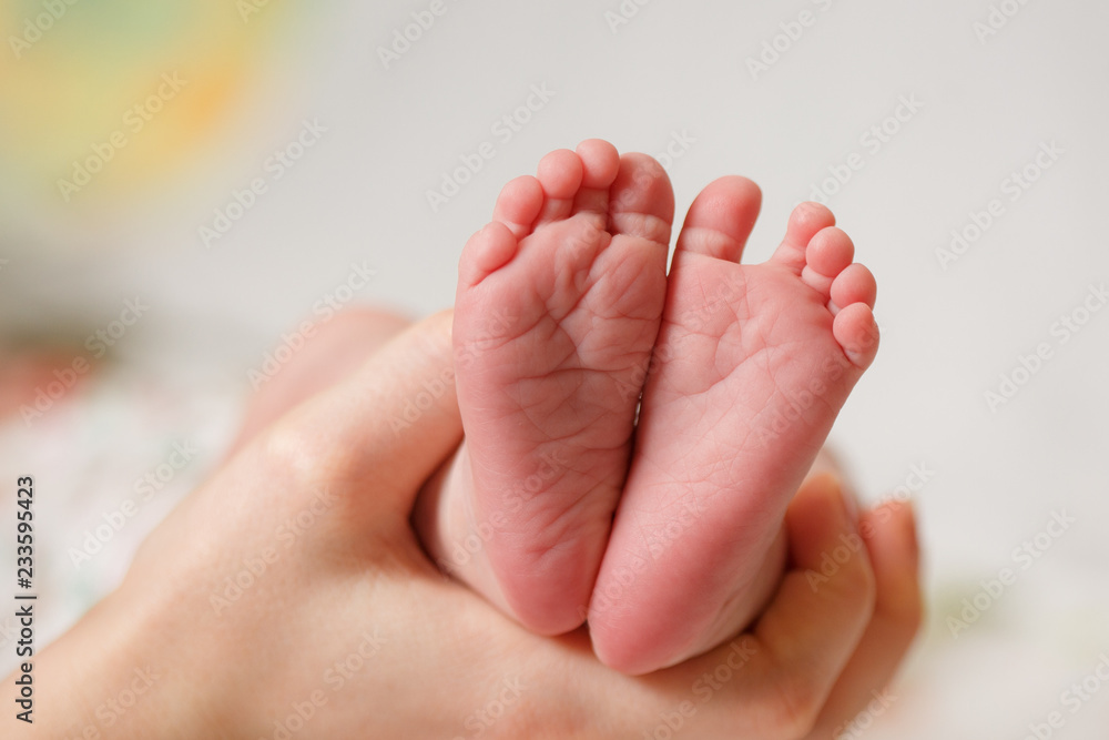 Baby feet in mother hands. Mom and her Child. Happy Family concept. Baby feet in mother hands. Mom and her Child. Happy Family concept.